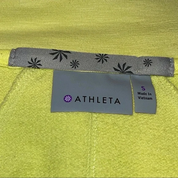 Athleta Slub Strength Hoodie Jacket S Lime-Yellow Work-Out Athleisure - Picture 7 of 8
